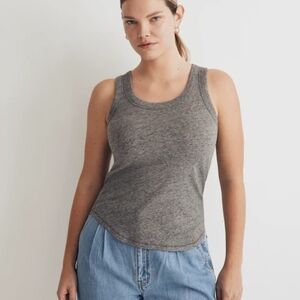 Madewell Women' M Gray Sleeveless Whisper Cotton Scoopneck Tank Top